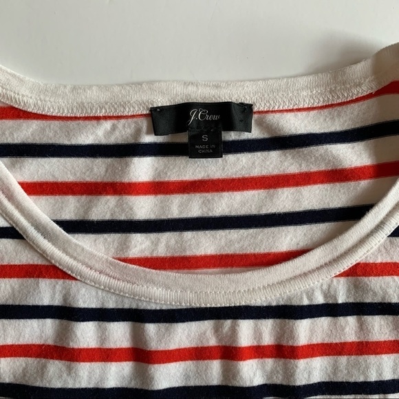 J. Crew Red, White, and Blue Striped Cropped T-Shirt - Picture 2 of 6